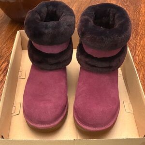 UGG Women's Burgundy Suede Fur Boots